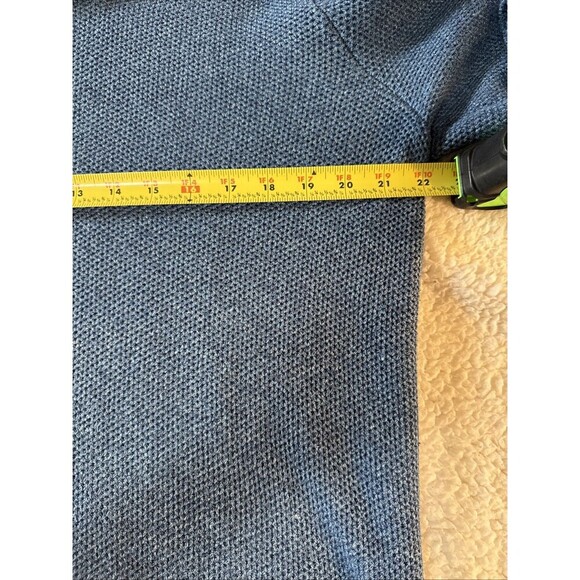 Joseph Abboud Blue Fisherman's Cowl Neck Sweater L Mens Elbow Patches - Picture 8 of 10